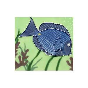  Blue Tang Fish Decorative Ceramic Wall Art Tile 6x6: Home 