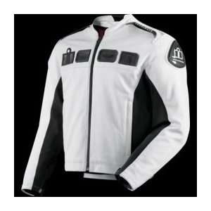  Icon Accelerant Perforated Leather Jacket , Color: White 