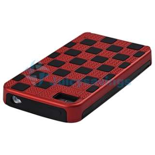 Pink Hard+Red Hybrid Zebra Checkered Case Cover For iPhone 4 4S 4G S 