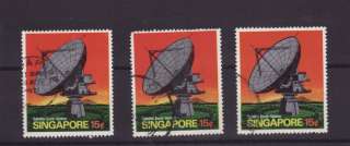 SINGAPORE 1971 SATELLITE EARTH STATION 15c X 3 STAMPS  