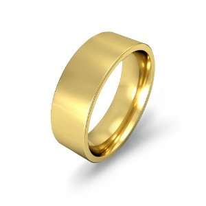 7g Mens Flat Wedding Band 7mm Comfort Fit 14k Yellow Gold Ring (8.5 