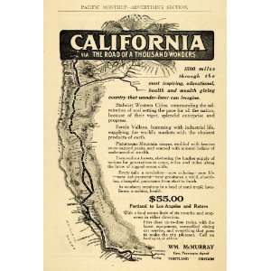  1911 Ad California Railroad Tour Road Thousand Wonders 