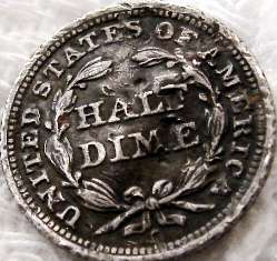 1841 SEATED LIBERTY HALF DIME 90% SILVER 5C OLD U.S. COIN  