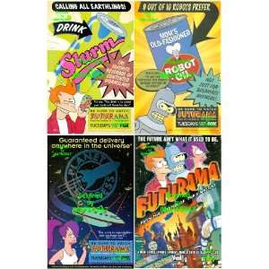   Futurama Print Ads Fry, Bender, Leela & Combo FOX TV Series Premier