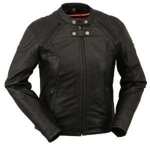 First Manufacturing Racer Style Ladies Jacket (Black, XXXXX Large)