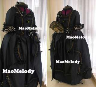 18th century Rococo Baroque Cosplay Costume Dress 04 black  