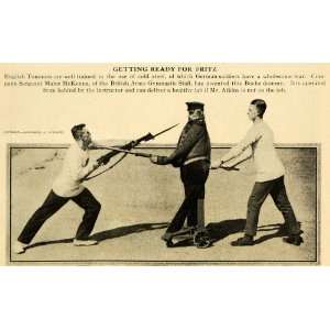  1917 Print English Soldier Bayonet Training Dummy WWI 