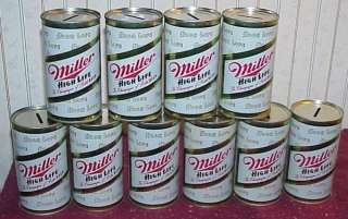 10) 1960s MILLER Girl On Moon FLAT TOP BANK CAN CANS (Clean Inside 