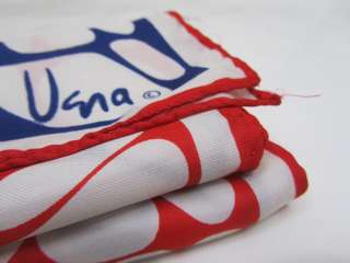 Vintage 1960s Designer VERA Mod Scarf Signed Silk Red Blue White 