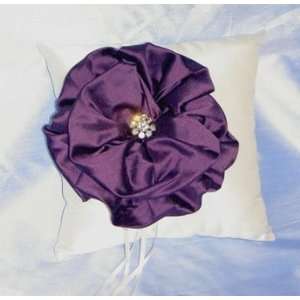  Silk Ring Bearer Pillow with Plum Flower