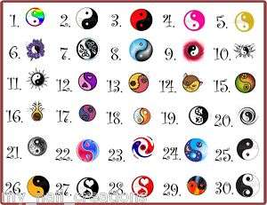 YIN YANG NAIL ART DECALS• KIDS,TOE OR ADULT SIZE  