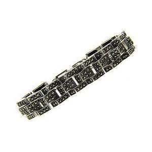  Sterling Silver Marcasite Accordion Link Bracelet: Jewelry