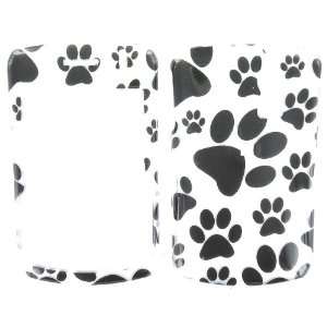 White Silver with Black Dog Paws snap on cover case faceplate for 