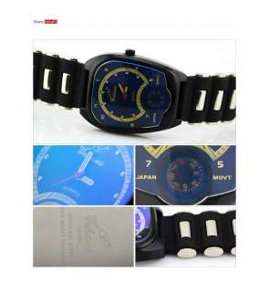   Fashion Wirst Watch With Compass Blue Face Japan Quartz Movt Rubber