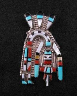 Native American Zuni Rainbow Yei Pin / Pendant, Herbert Cellicion 