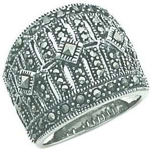  Sterling Silver Marcasite Ring Sz 8: Jewelry