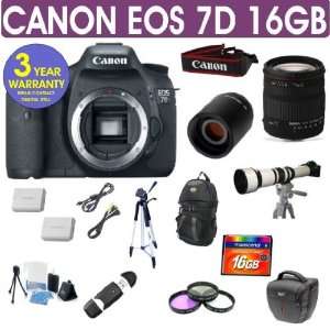  Canon EOS 7D + Sigma 18 200 Lens + 650 1300mm Lens Camera 