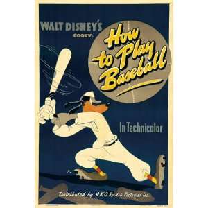  GOOFY HOW TO PLAY BASEBALL MOVIE POSTER Rare Vintage