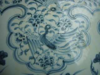 Chinese Exquisite Blue And White Flat Bottle With Dragon Porcelains 