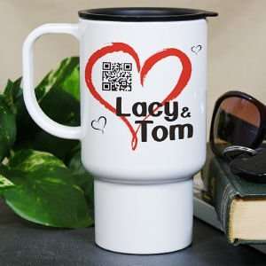    Personalized Romantic Message Barcode Travel Mug: Home & Kitchen