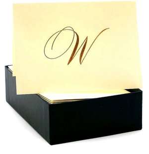   Engraved Gold Initial D Ecru Boxed Card set of 20 by 