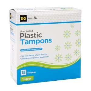  DG Health Plastic Tampons   Unscented Super, 18 ct: Health 