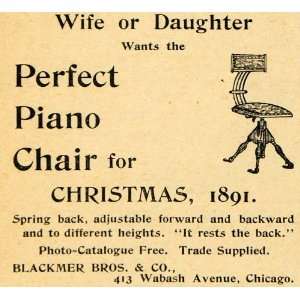  1891 Ad Wife Daughter Perfect Piano Chair Blackmer Bros 