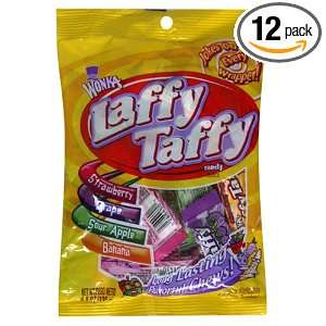 Wonka Laffy Taffy, Assorted Flavors, 4.8 Ounce Bag (Pack of 12)