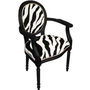  123 Creations C728ABAC Zebra in Black Needlepoint Armchair 