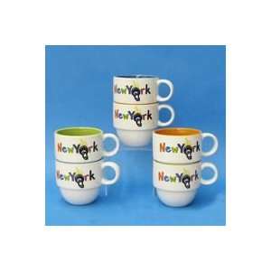  Pack Of 6 Ceramic Stackable New York Coffee Mugs With 