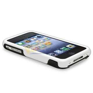 White/Black 3 Piece Hard Case Cover+Privacy Filter Film for iPhone 3 G 