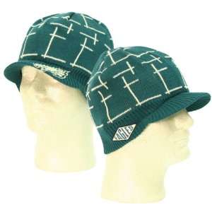   Eagles Bill Front Fashion Winter Knit Hat   Green