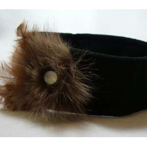  Winter Knit Ear Warmer Headband with Feathers and Fur 