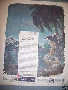 1945 Wurlitzer Piano Military Soldier Star Dust Ad  