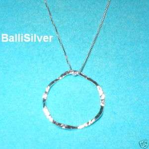 Silver 28mm HAMMERED WAVY CIRCLE Pendants +BOX Chains  