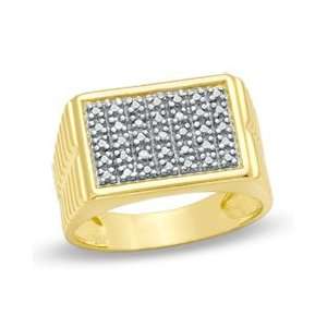 Mens Diamond Accent Rectangular Ring in in 18K Gold Plated Sterling 