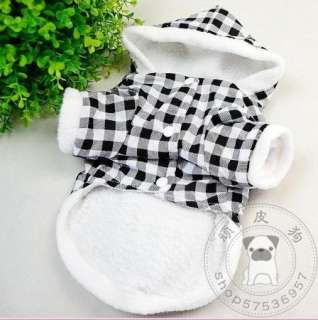 Cute black and white checkered hoodie rabbit dog clothes pet clothes 