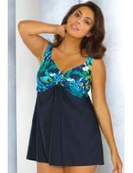   Plus Size Drape Front Swimdress   Womens Swimwear Plus Size Swimsuit