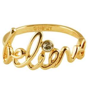 Disney Couture Gold Plated “Believe” Word Ring Medium  
