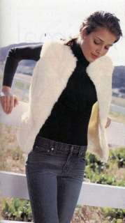 NWT Moda International $78 Fur Wool Cardigan Vest S  
