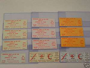 Woodstock Tickets   Set of 12 different unused tickets  