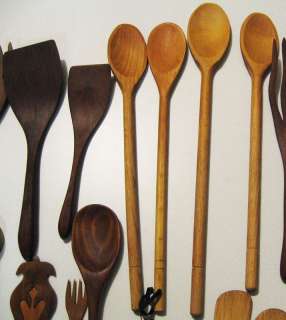 Wooden Utensils   Some Vintage, Handmade   Chopsticks Measuring Spoons 