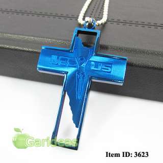   Stainless Steel Jesus Cross Chain Pendant Necklace Cool Item ID:3623