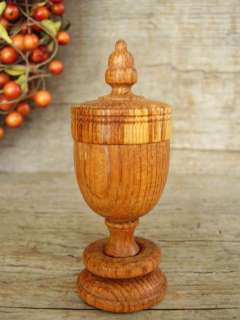 Tiny Pedestal BOX Turned Wood SPICE Saffron or Thread Holder Sewing 