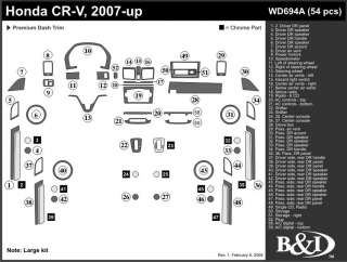 HONDA CRV 07 08 09 WOOD GRAIN DASH KIT TRIM 54 PCS NEW!  