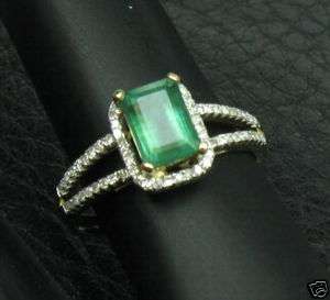SOLID 14K Gold Natural Emerald & VS Diamond Ring 1.49Ct  