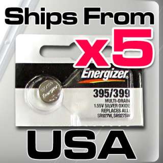 5PCS ENERGIZER WATCH BATTERIES 395 399 SR927SW SR927W  