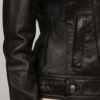 Michael Kors Womens Motorcycle Style Leather Jacket  