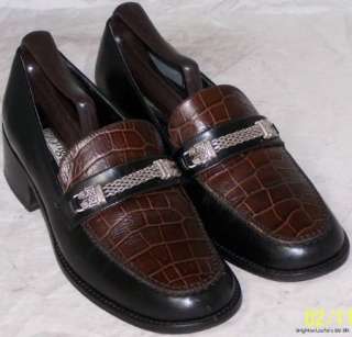 Womens Shoes BRIGHTON LOAFERS Size 8M Leather Italy Blk  