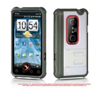   Hybrid Hard TPU Case Phone Cover with KICK STAND for HTC EVO 3D  